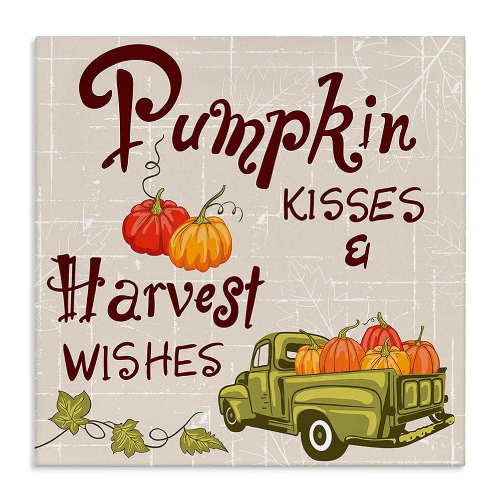 Pumpkin Kisses and Harvest Wishes Canvas Wall Art