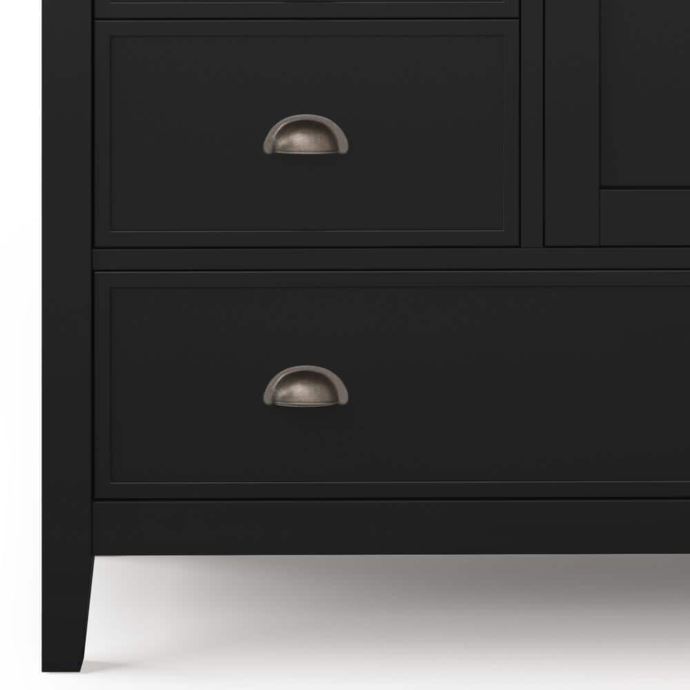 Redmond Solid Pine Black Freestanding Office Storage Cabinet