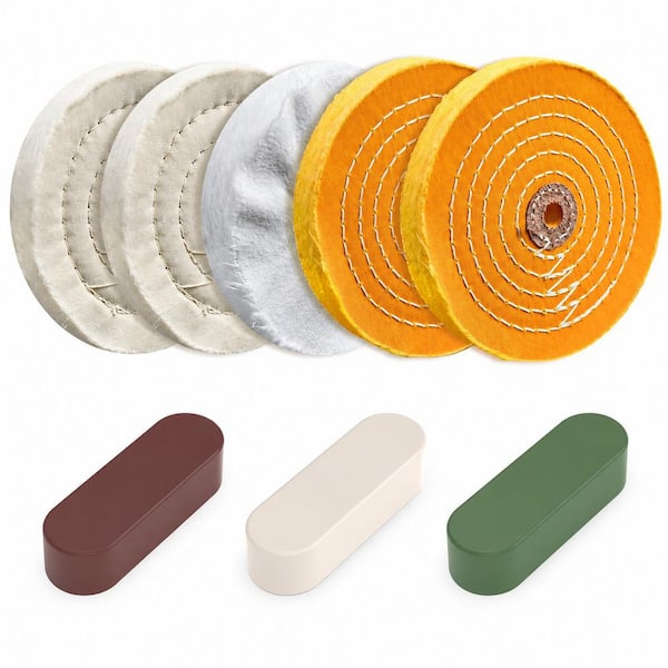 6 in. Cotton Flannel Polishing Wheel with Arbor Hole for Bench Grinder with Compounds 8 Pack