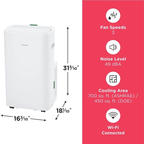 10,000 BTU (DOE) Portable Air Conditioner with Supplemental Heater and Dehumidifier in White