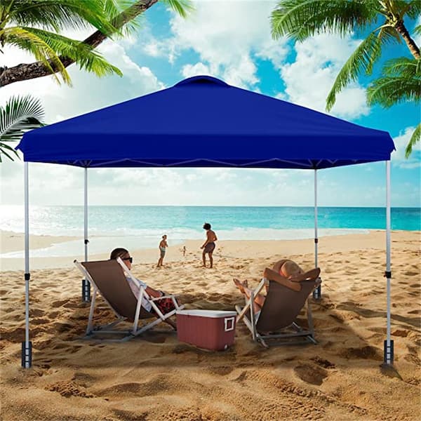 Afoxsos 10 ft. x 10 ft. Blue Portable Folding Instant Canopy Tent with Carry Bag, Sandbags, Stakes and Ropes