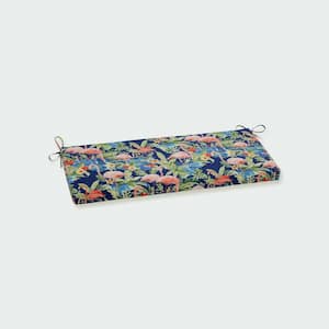 Tropical Rectangular Outdoor Bench Cushion in Blue