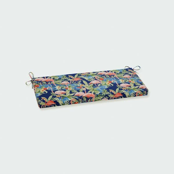 Pillow Perfect Tropical Rectangular Outdoor Bench Cushion in Blue