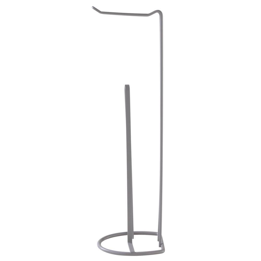 Gray Slim Steel Freestanding Toilet Paper Reserve and Dispenser