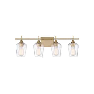 Octave 4-Light Bathroom Warm Brass Vanity Light