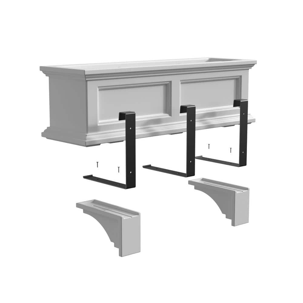 Fairfield White Polyethylene Decorative Window Box Brackets, 2-Pack