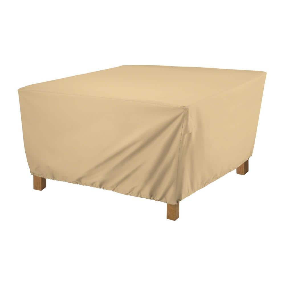 Beige Water-Resistant Square Outdoor Ottoman/Coffee Table Cover