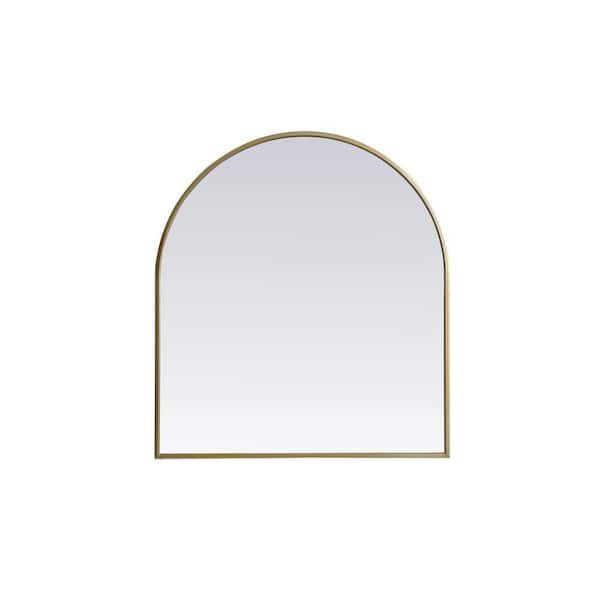 Unbranded Simply Living 27 in. W x 30 in. H Arch Metal Framed Brass Mirror