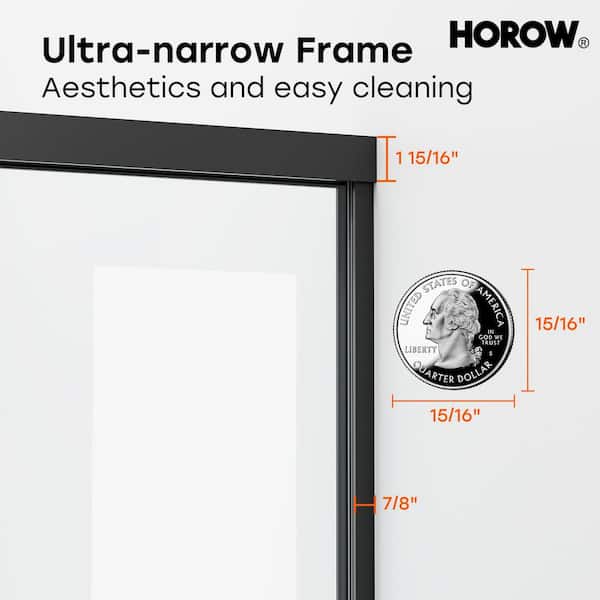 56 in. - 60 in. W x 76 in. H Double Sliding Semi-Frameless Shower Door in Matte Black with 5/16 in. (8 mm) Clear Glass