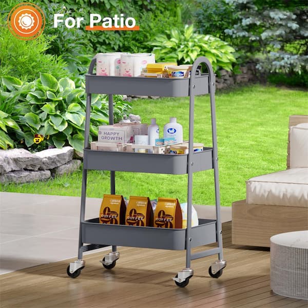XL エルドレッソ KEEP RUNNING FOR BEER T グレーセット Locking Storage Cart w/ Wheels (Lavex 3-Shelf Housekeeping Cart)
