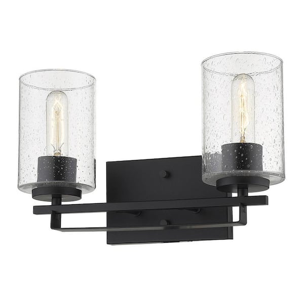 Orella 15 in. 2-Light Matte Black Vanity Light