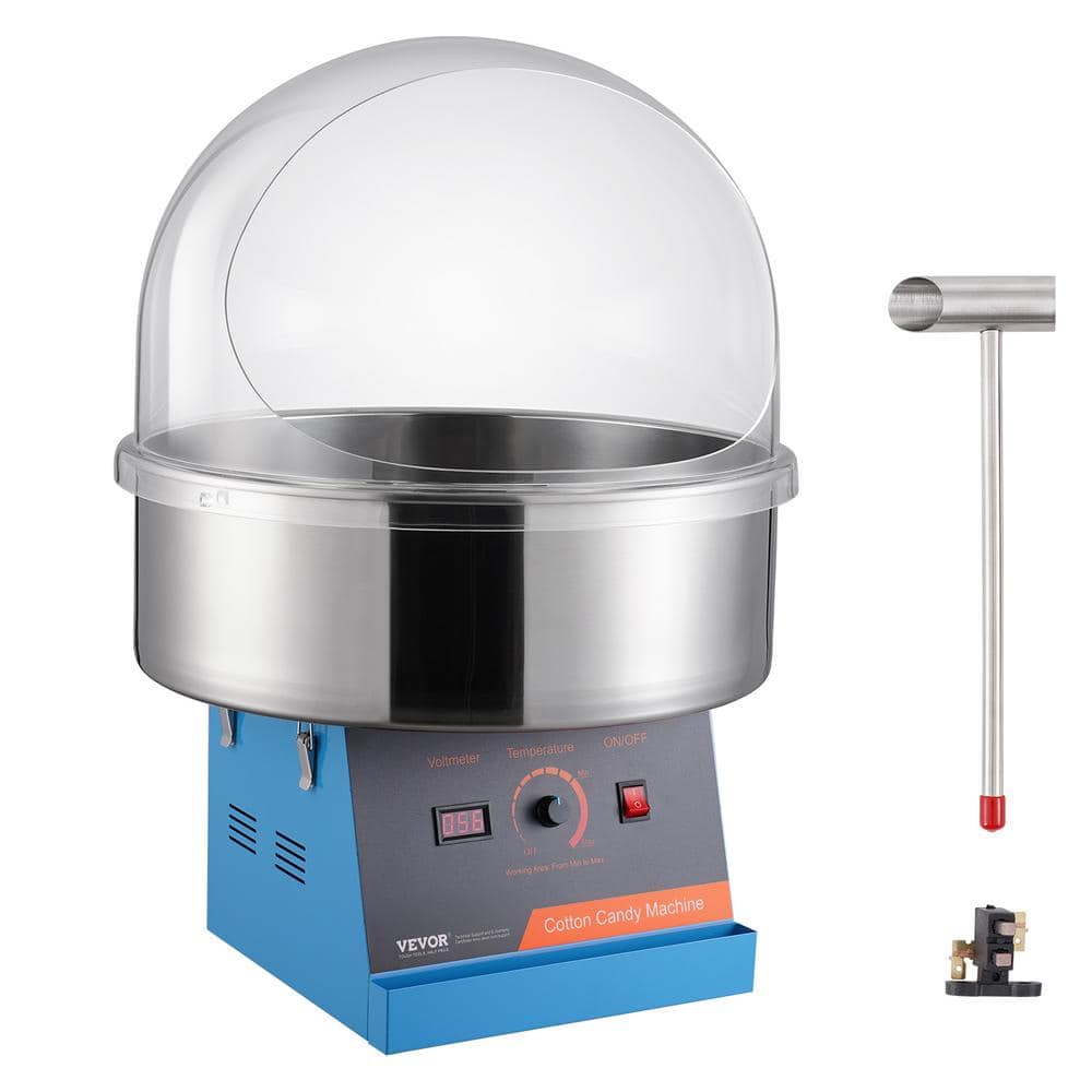 Electric Cotton Candy Machine, 1000 Watt Candy Floss Maker, Commercial Cotton Candy Machine with Cover, Blue.