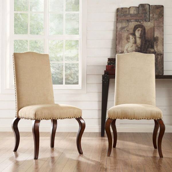 HomeSullivan Belvidere Cabriole Peat Microfiber Dining Chair (Set of 2)