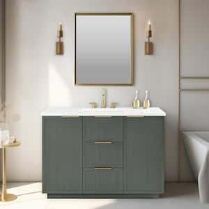 Addison 48 in. W Bath Vanity in Vintage Green with Engineered Stone Top in Ariston White with White Sink