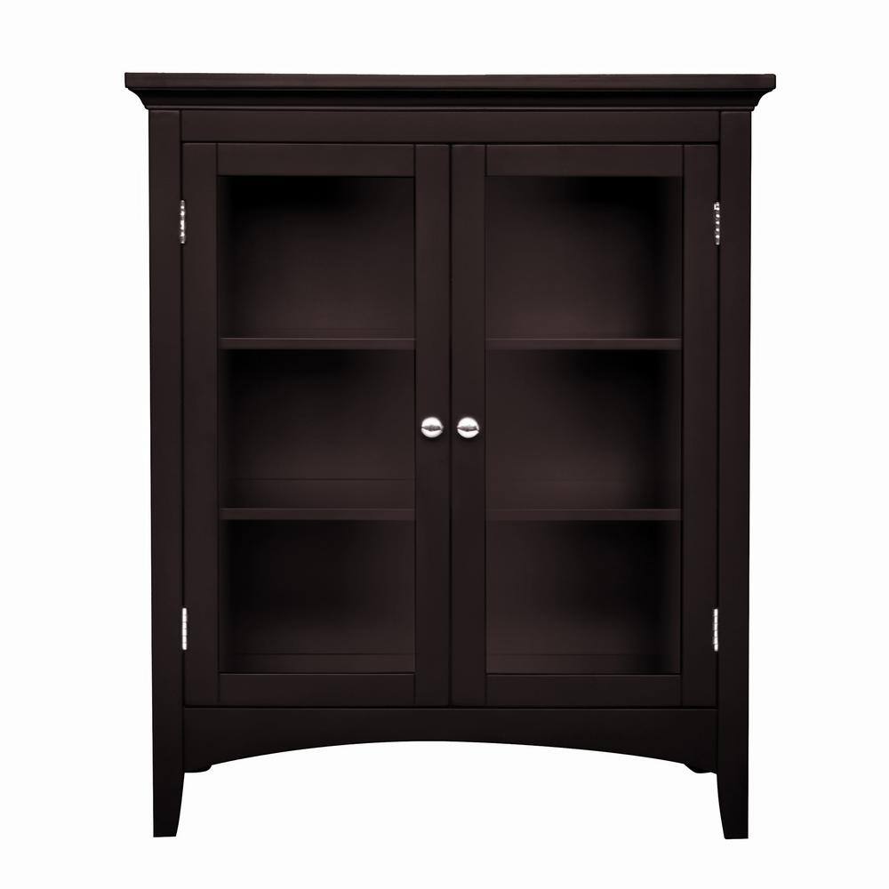 Madison Dark Espresso MDF Bathroom Floor Cabinet with Glass Doors