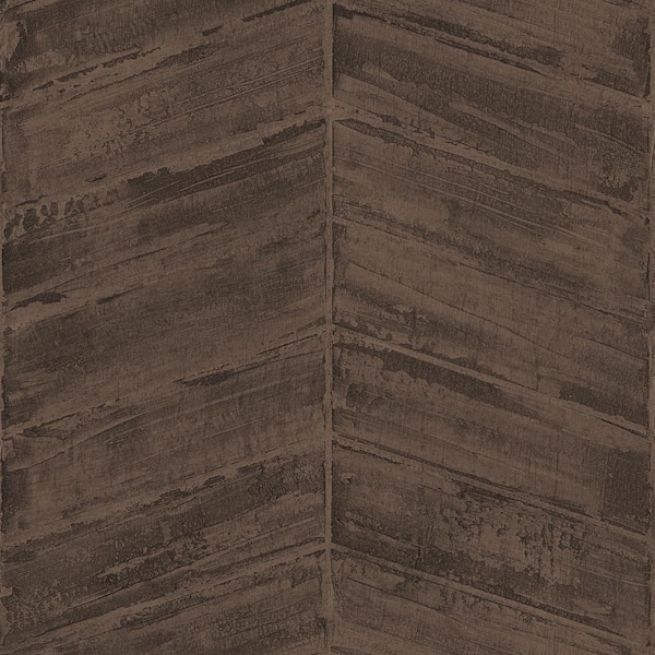 Unbranded Ambiance Chocolate/Copper Metallic Textured Geometric Wooden Chevron Vinyl Non-Pasted Wallpaper (Covers 57.75 sq. ft.)