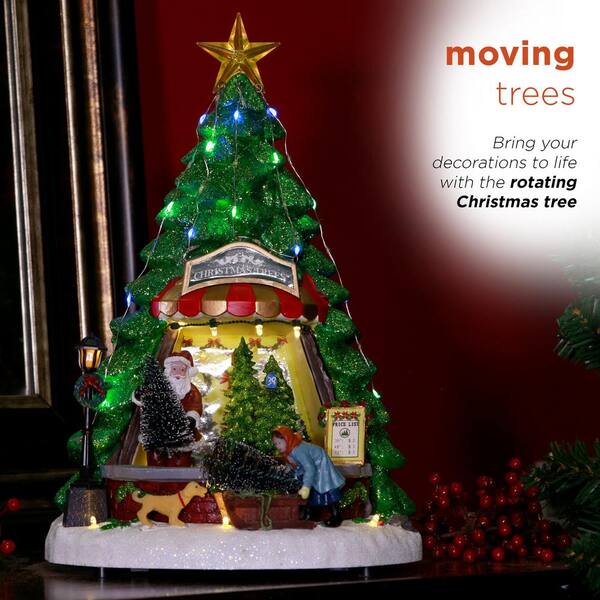 Alpine Corporation Christmas Tree Shop with LED Lights and
