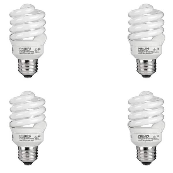 Philips 60-Watt Equivalent T2 Spiral CFL Light Bulb Daylight (6500K) (4-Pack)