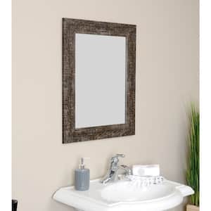 Rustic Framed Rectangle Brown Decorative Wall Mirror 25.5 in. W x 27.5 in. H