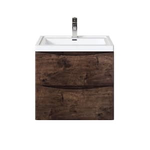 Smile 28 in. W x 19 in. D Rosewood Wallmount Bathroom Vanity with White Acrylic Integrated Sink Top