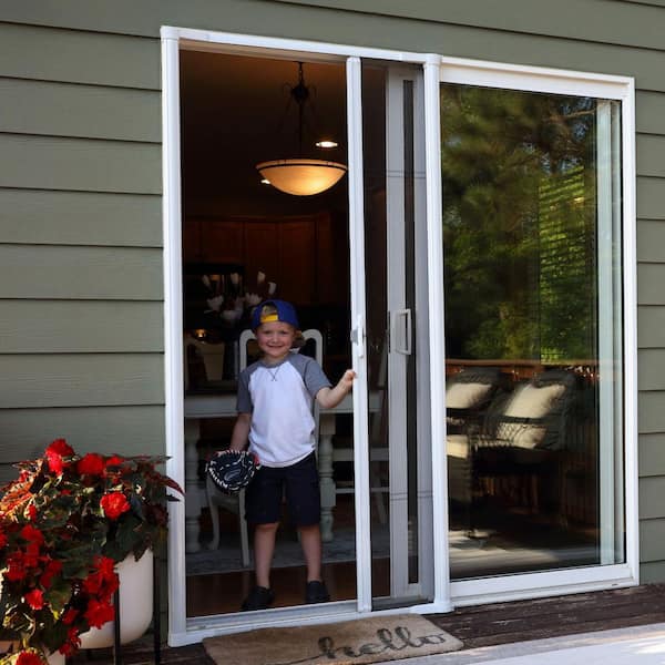 Weather Star 80 in. Brisa White Retractable Screen Door for Sliding Door 77030351 - The Home Depot
