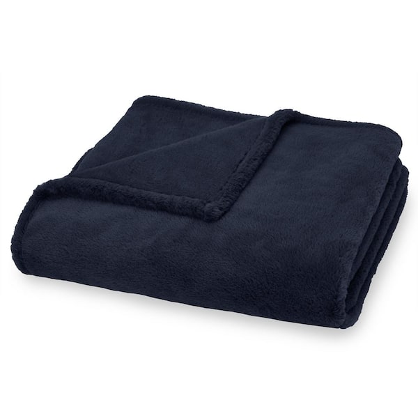 THE NORTHWEST GROUP Generic Navy Ultra Fine Faux Fur Throw Blanket