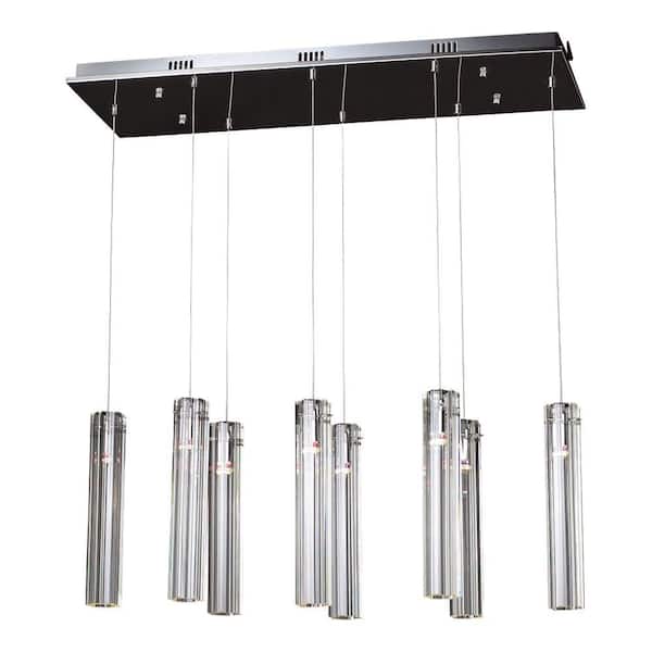 PLC Lighting 8-Light Polished Chrome Chandelier with Clear Glass Shade