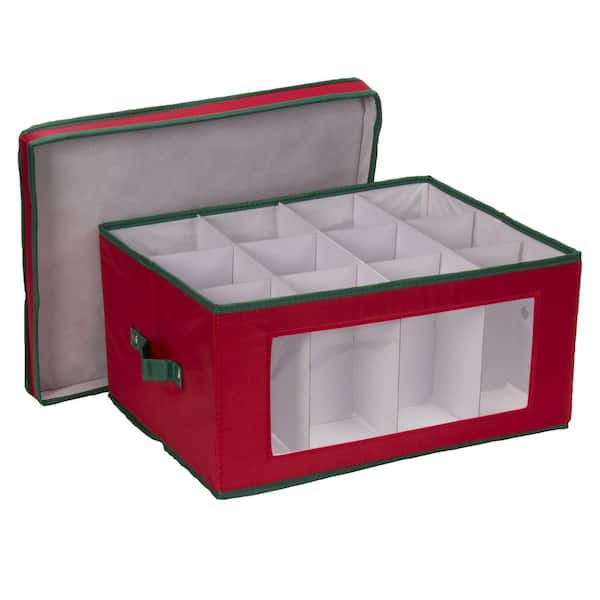HOUSEHOLD ESSENTIALS 12-Qt. Glasses Storage Box in Red