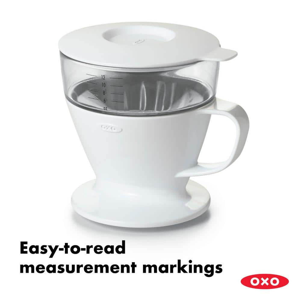White 12 oz Single Serve Pour-Over Coffee Maker