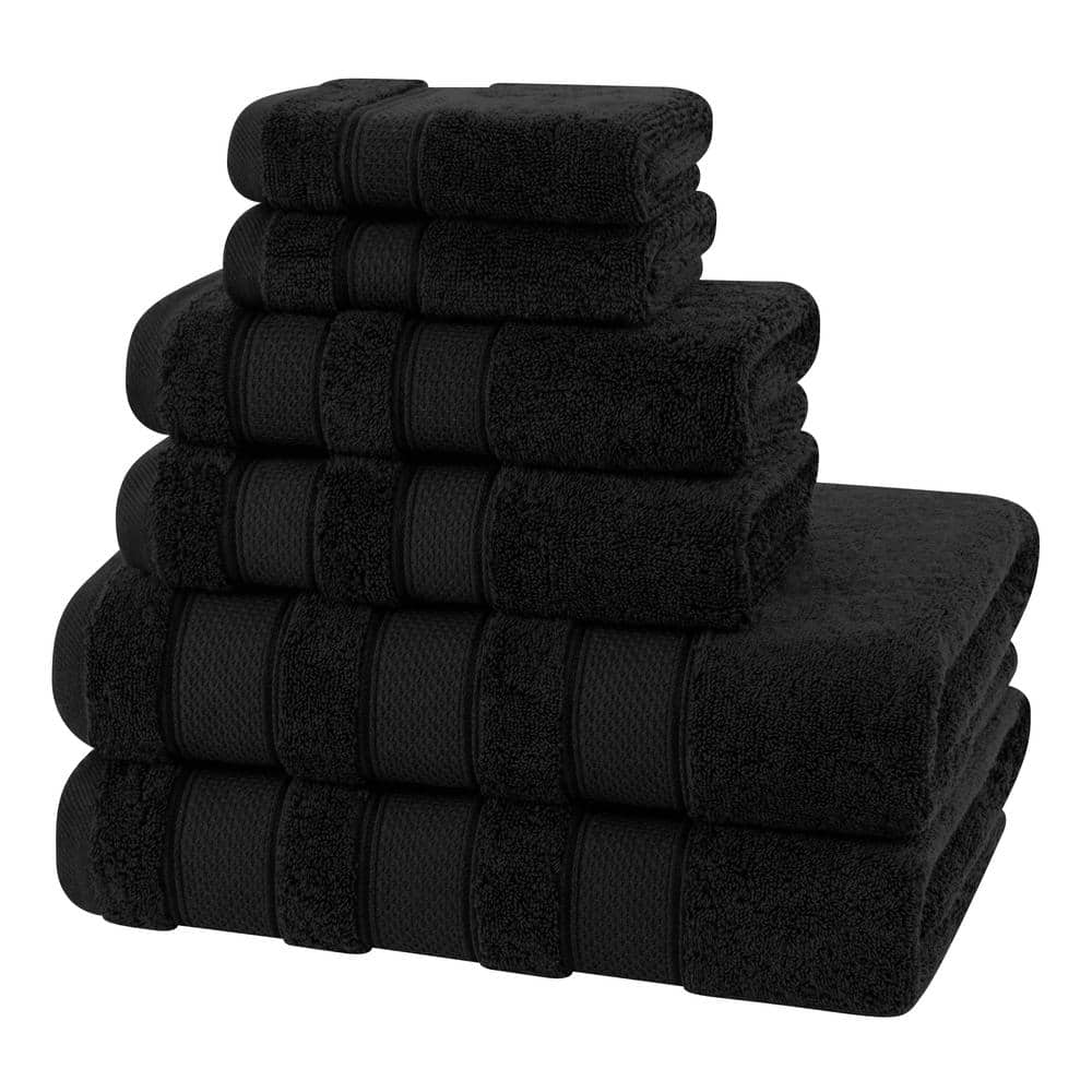 Luxury Black Turkish Cotton 6-Piece Towel Set