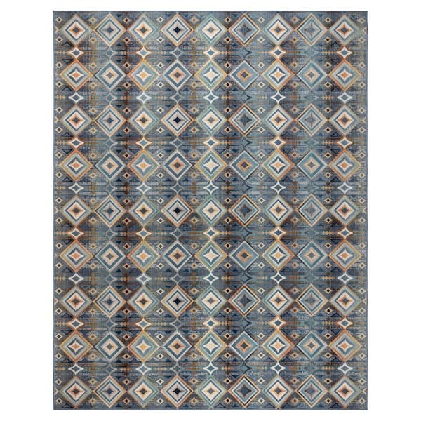 Sierra Kenna Blue 8 ft. x 10 ft. Abstract Indoor/Outdoor Area Rug