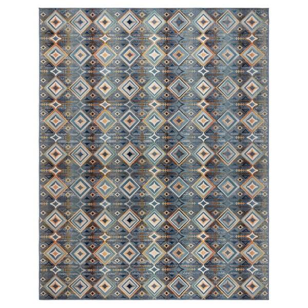 Foss Abstract Indoor/Outdoor 6 X 8 (ft) Blue/White Indoor/Outdoor Abstract  Area Rug in the Rugs department at