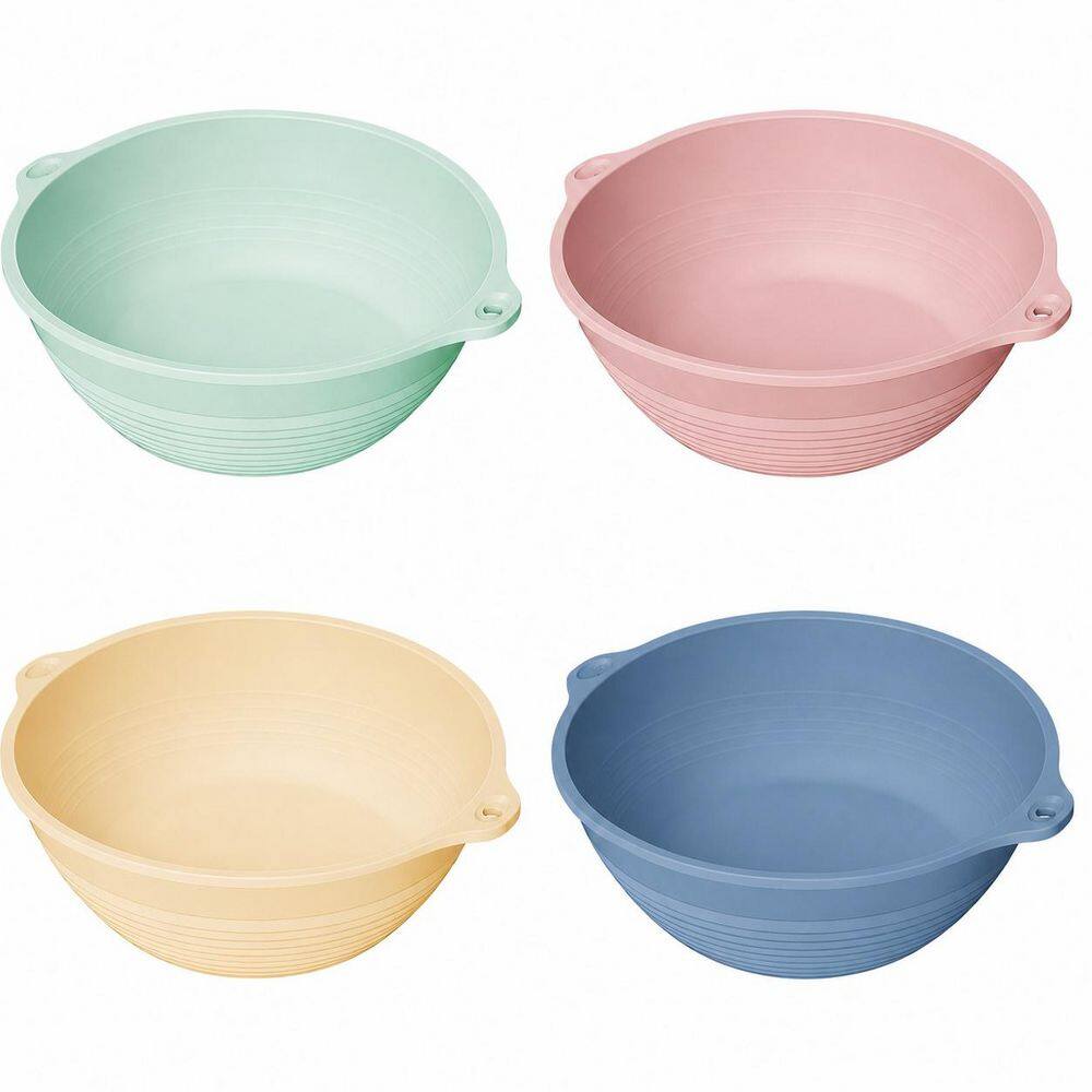 4-Piece Collapsible Silicone Round Bread Proofing Basket Set with Dual Handles, Pink Beige Blue Green price history on PriceWatchPro
