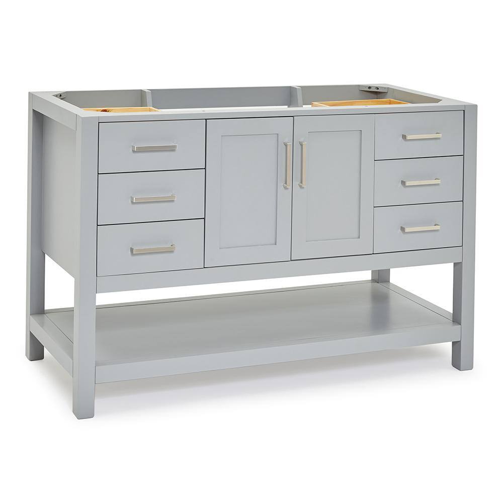 Gray Solid Wood Single Freestanding Bathroom Vanity Base