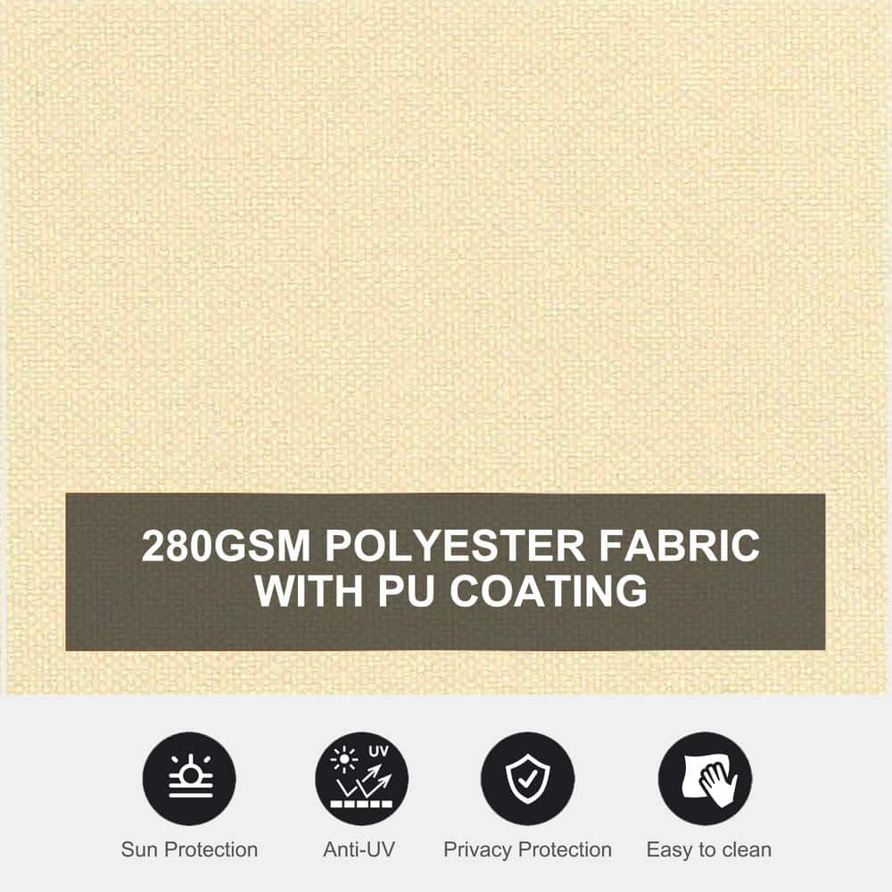 Beige Double Retractable Patio Side Awning with Steel Frame