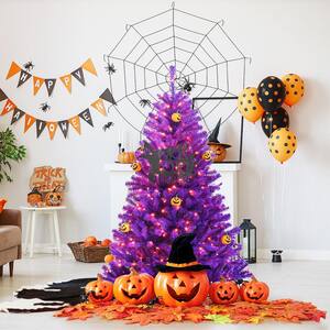 Halloween Orange Purple Black MINI Plastic Tree Ornaments Decorations 2" 12 