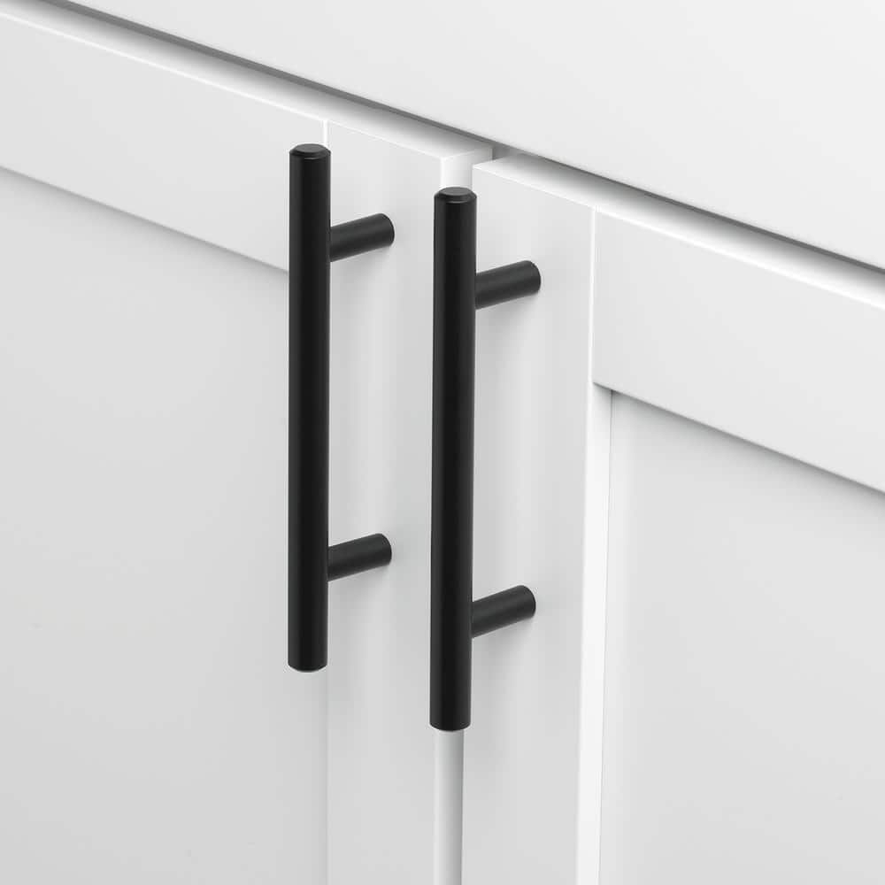 Matte Black Steel 6.13" Modern Bar Pull with Mounting Hardware