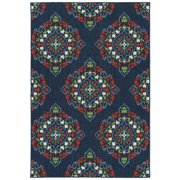 Kaleen Sunice Navy 5 ft. x 7 ft. 6 in. Rectangle Residential Indoor/Outdoor Area Rug