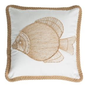 Nilam Fish Natural 18 in. x 18 in. Throw Pillow