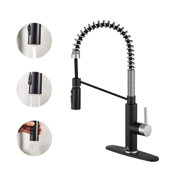 CASAINC Single-Handle Pull Down Sprayer Kitchen Faucet with 3 Function Sprayed in Brushed Nickel