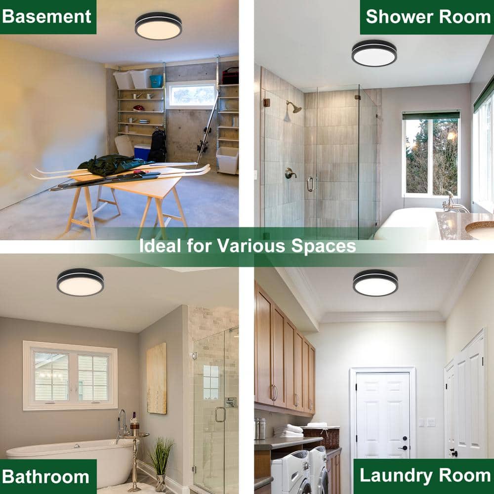 Matte Black Round Bathroom Exhaust Fan with LED Light