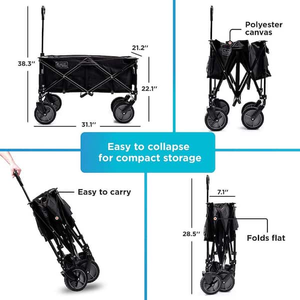 BLACK+DECKER BDSTCTBK01 2.541 cu. ft. 4-Wheeled Collapsible Fabric Garden Cart - 2