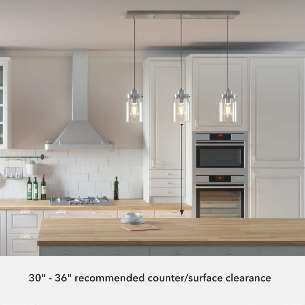 Devon Park Brushed Nickel 3-Light Farmhouse Jar Pendant