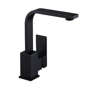 Modern Single-Hole Bar Faucet 1-Handle with Water Supply Line in Black