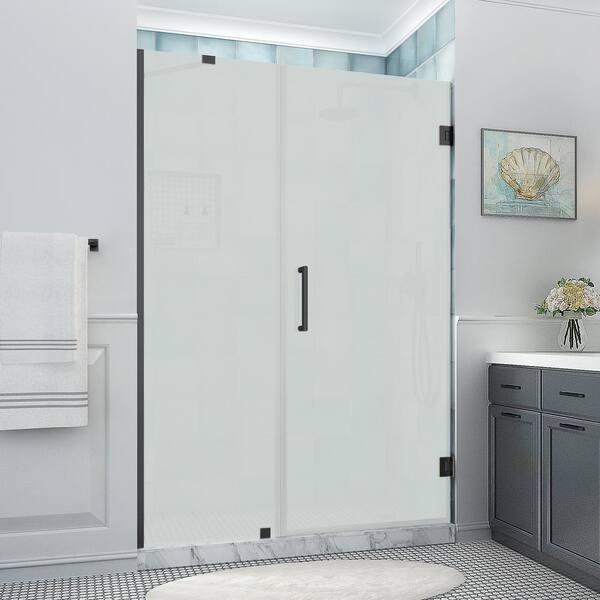 Aston Belmore XL 54.25 - 55.25 in. x 80 in. Frameless Hinged Shower Door  with Ultra-Bright Frosted Glass in Oil Rubbed Bronze SDR965FRUW-ORB-553180  - The Home Depot