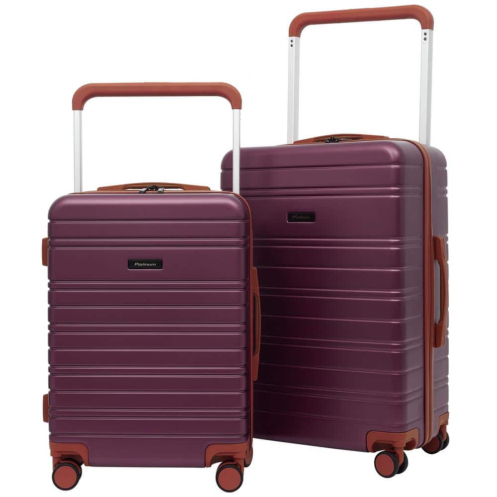 TCL 2-Piece Rolling Hard Side Luggage Collection with 360° 8-Wheel System and Extra Wide Telescopic Handle (Top), Red