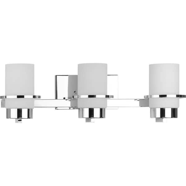 Progress Lighting Reiss 22.75 in. 3-Light Polished Chrome Vanity Light with Etched Glass Shade