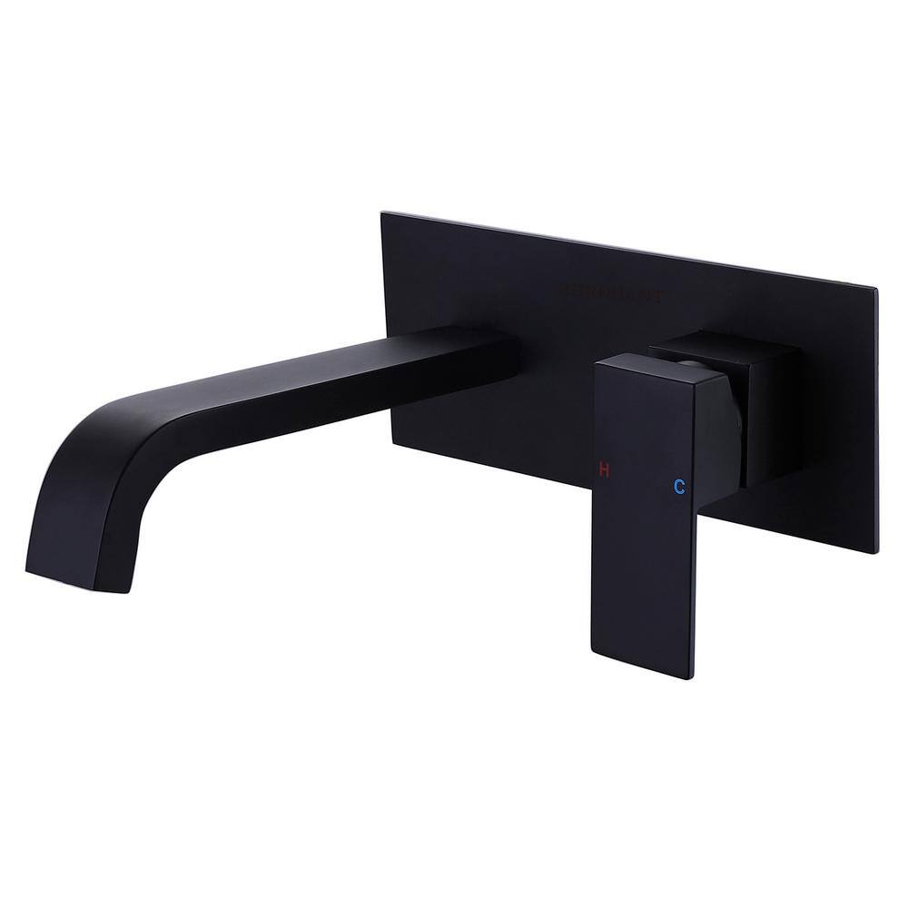 Wall-Mount Single-Handle Bathroom Faucet with Deck Plate in Matte Black price history on PriceWatchPro