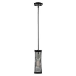 Industro 1 Light Black with Brushed Nickel Accents Pendant