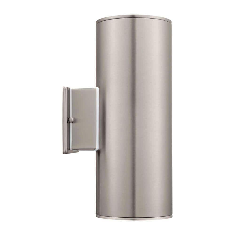 Eglo Ascoli 5 in. W x 12.79 in. H 2-Light Stainless Steel Outdoor Wall Lantern Sconce with Clear Glass -  90121A